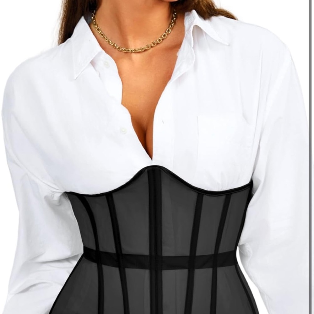 Black Sheer Corset Top